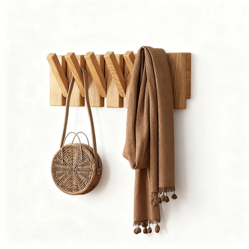 Wall Coat Rack Rubberwood Piano Key Design 4–12 Hooks