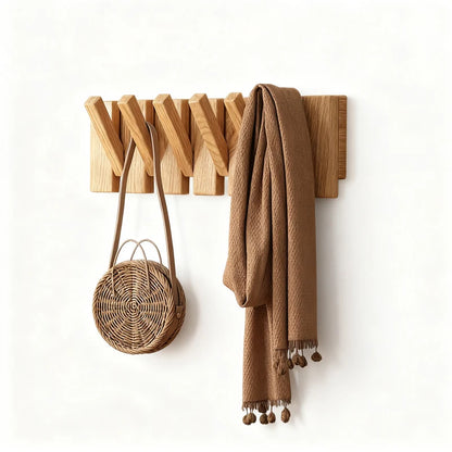 Wall Coat Rack Rubberwood Piano Key Design 4–12 Hooks