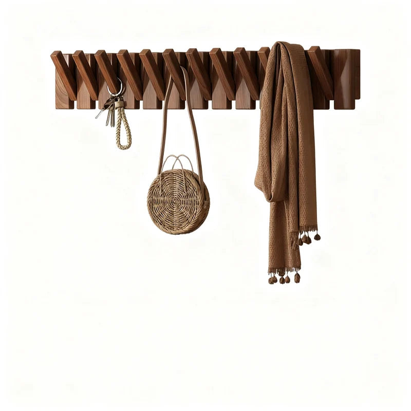 Wall Coat Rack Rubberwood Piano Key Design 4–12 Hooks