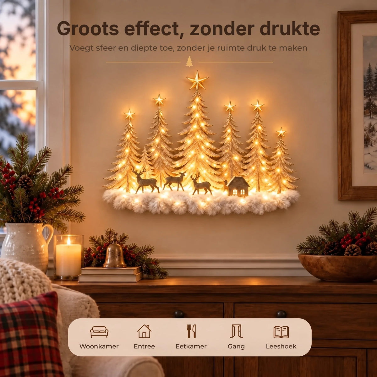 Wall Decor 3D Winter Forest Warm LED Battery-Powered