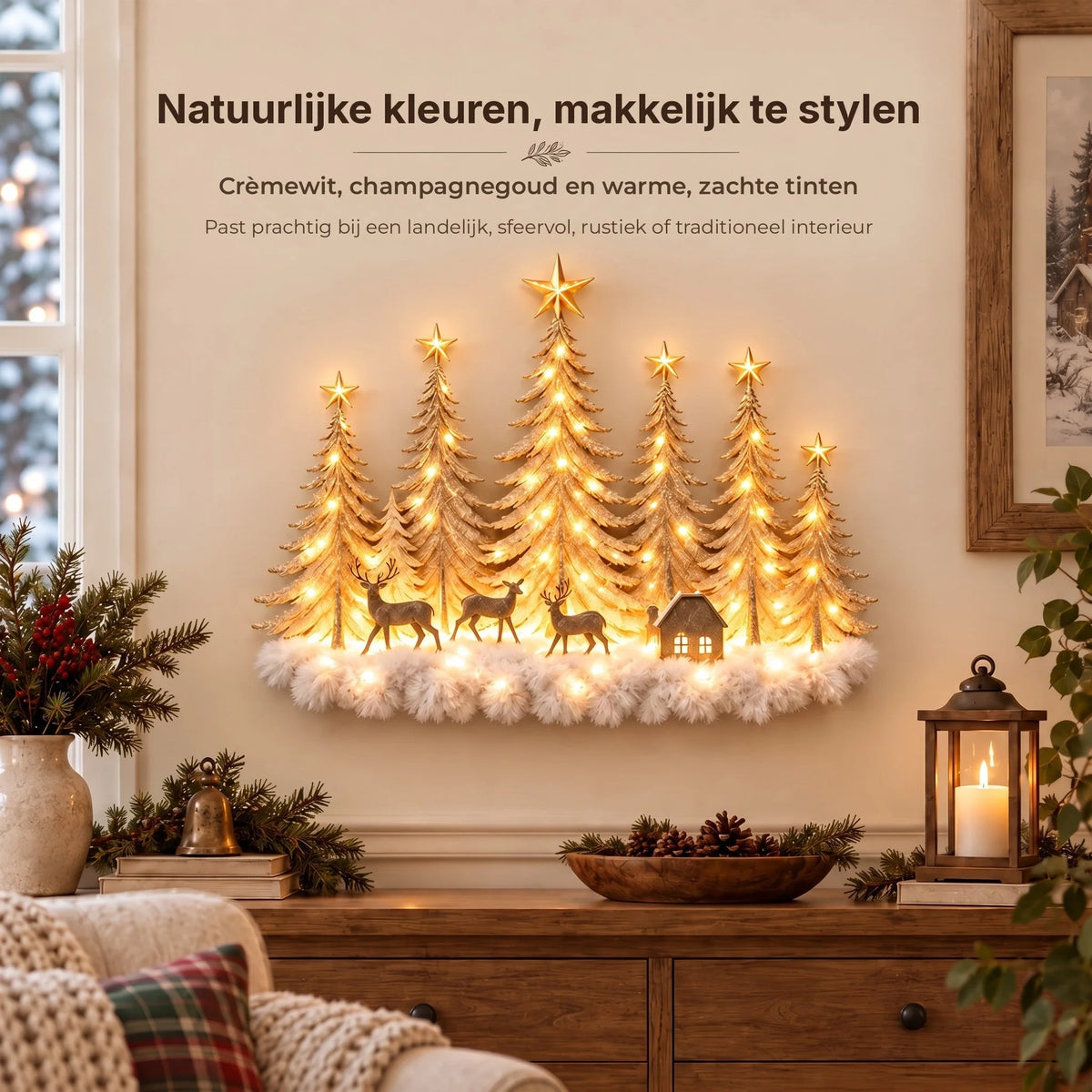 Wall Decor 3D Winter Forest Warm LED Battery-Powered
