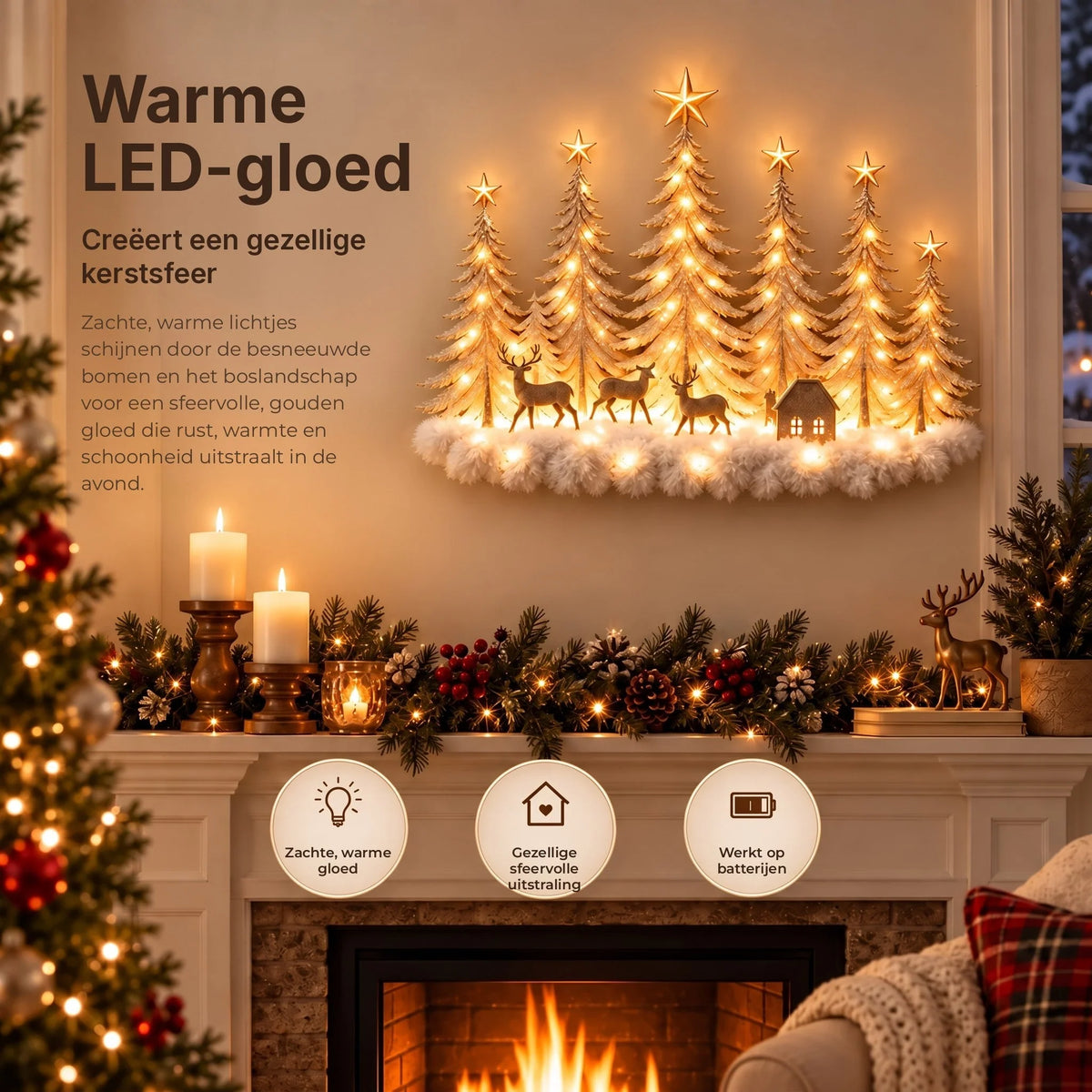 Wall Decor 3D Winter Forest Warm LED Battery-Powered