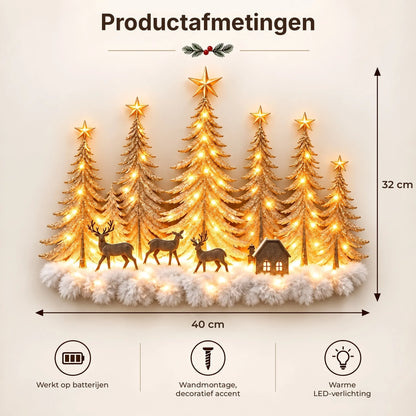 Wall Decor 3D Winter Forest Warm LED Battery-Powered