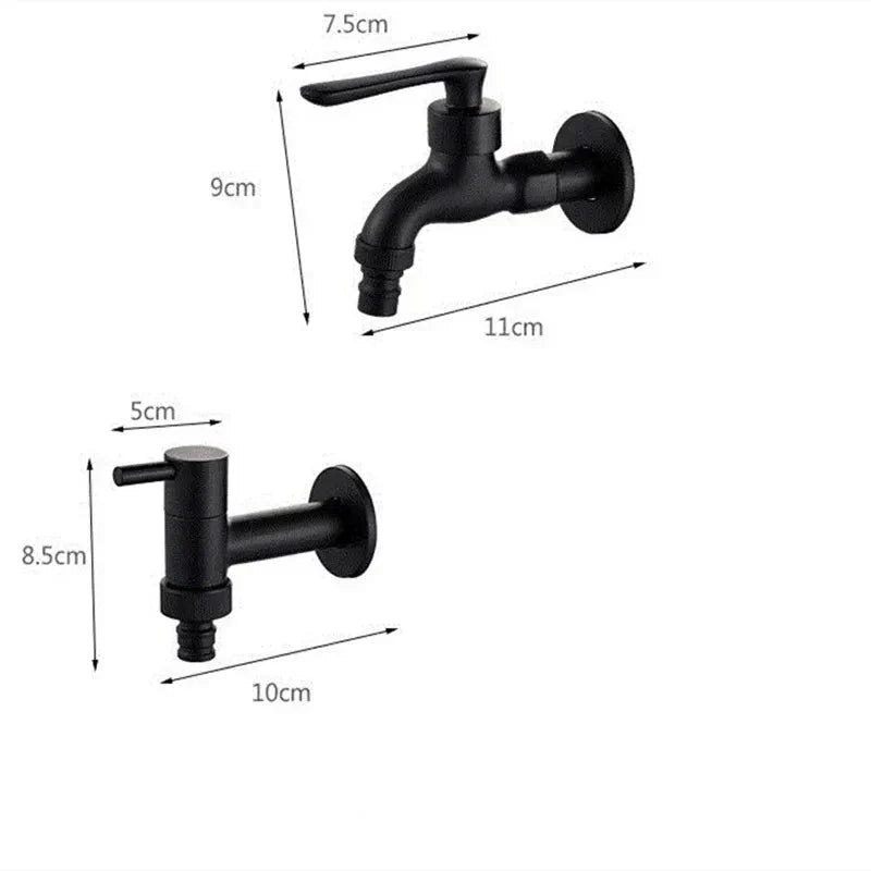 Wall Faucet Brass Matte Black Steel Lever