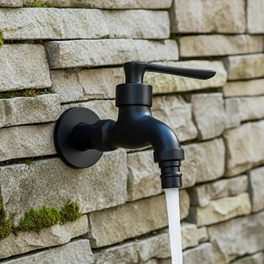 Wall Faucet Brass Matte Black Steel Lever