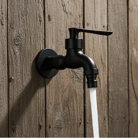 Wall Faucet Brass Matte Black Steel Lever