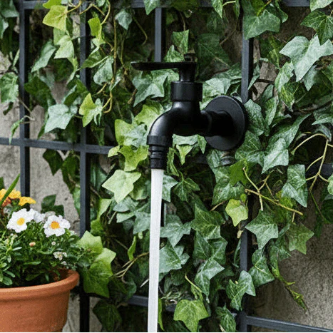 Wall Faucet Brass Matte Black Steel Lever