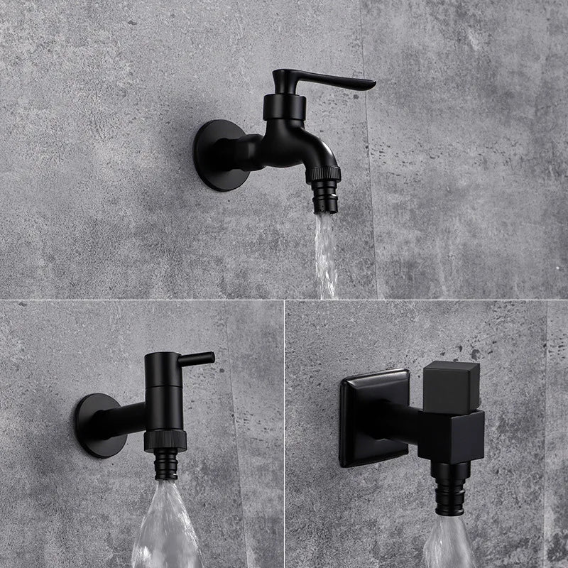 Wall Faucet Brass Matte Black Steel Lever