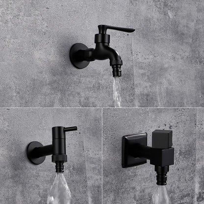 Wall Faucet Brass Matte Black Steel Lever