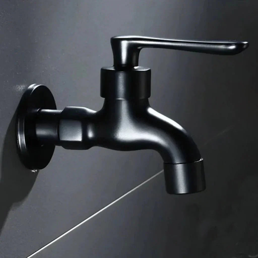 Wall Faucet Brass Matte Black Steel Lever