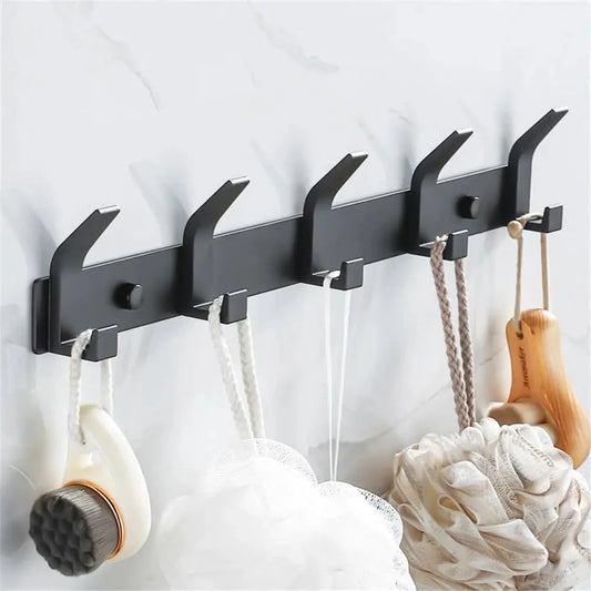 Wall Hook Rack Aluminum Alloy Double Hooks Set of 5