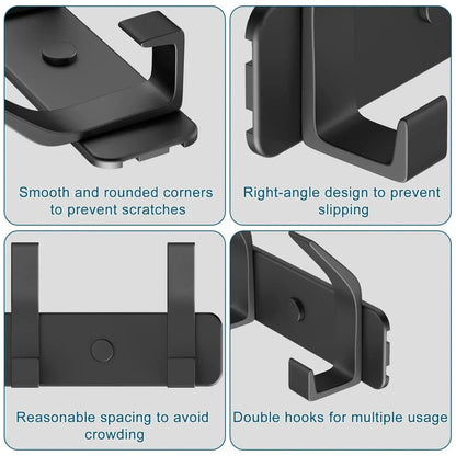 Wall Hook Rack Aluminum Alloy Double Hooks Set of 5