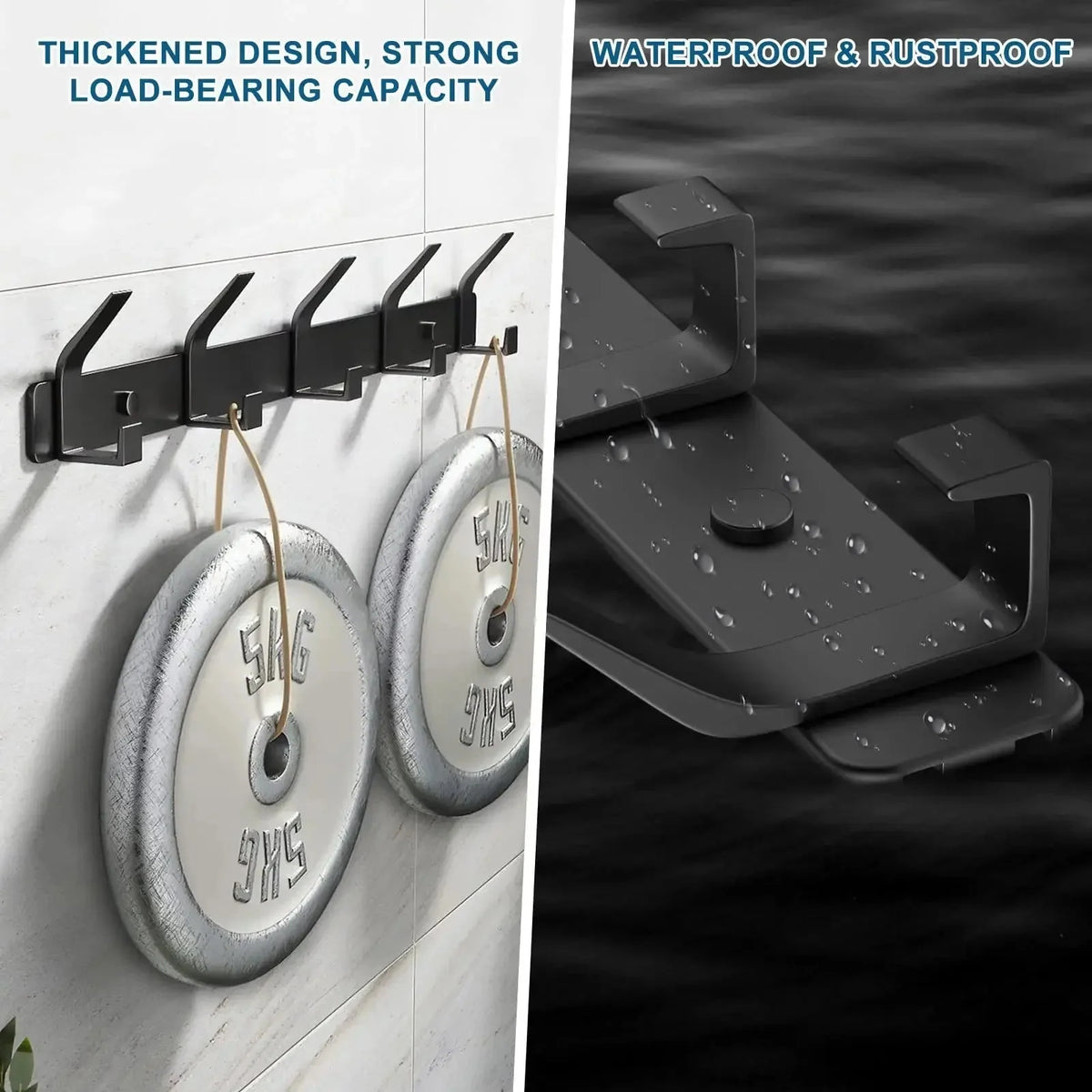 Wall Hook Rack Aluminum Alloy Double Hooks Set of 5