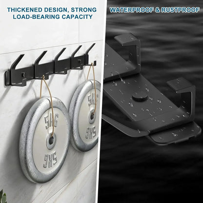 Wall Hook Rack Aluminum Alloy Double Hooks Set of 5