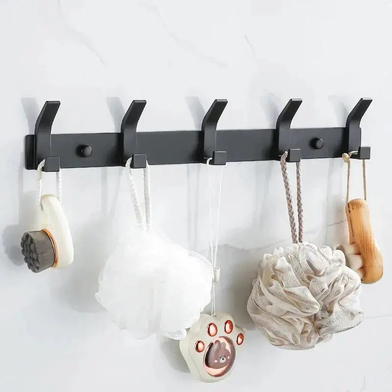 Wall Hook Rack Aluminum Alloy Double Hooks Set of 5