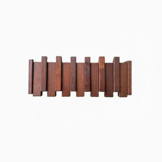 Wall Hook Rack Wood Retractable Hooks