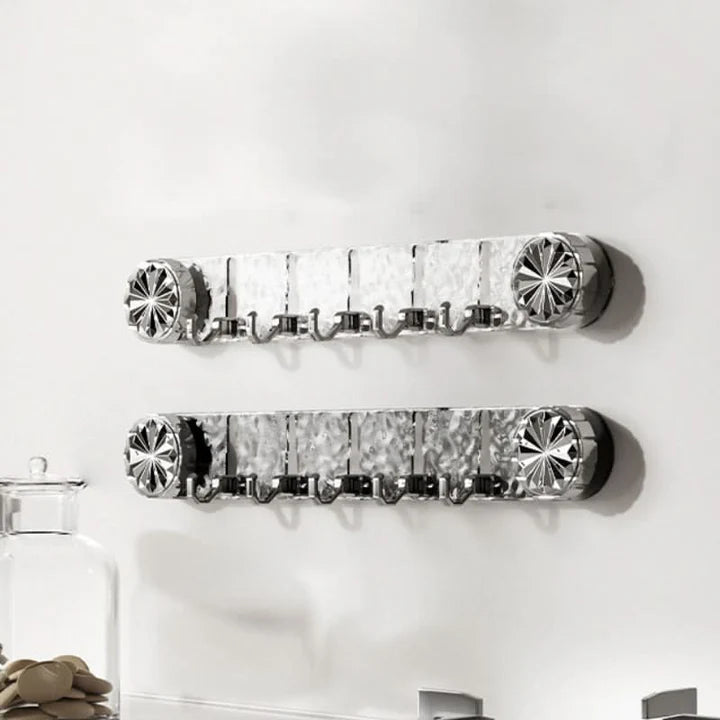 Wall Hook Rail Self-Adhesive Twist-Press Foldable Crystal Ends
