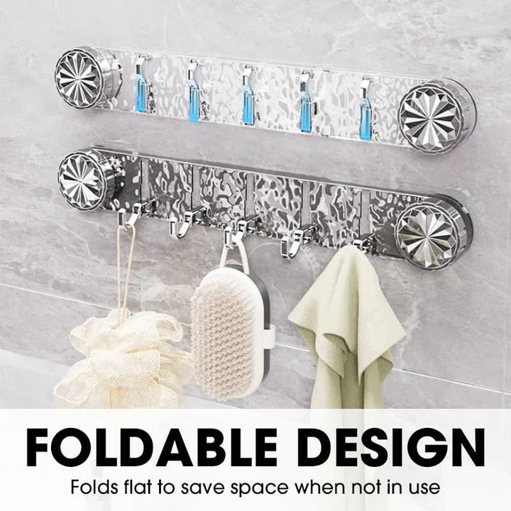Wall Hook Rail Self-Adhesive Twist-Press Foldable Crystal Ends