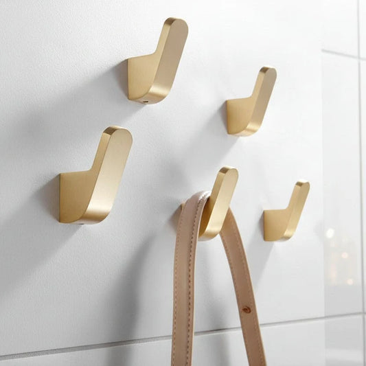Wall Hooks Brass Gold Finish Space-Saving Design