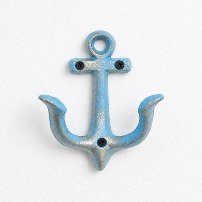 Wall Hooks Cast Iron Nautical Anchor Design with Mounting Hardware