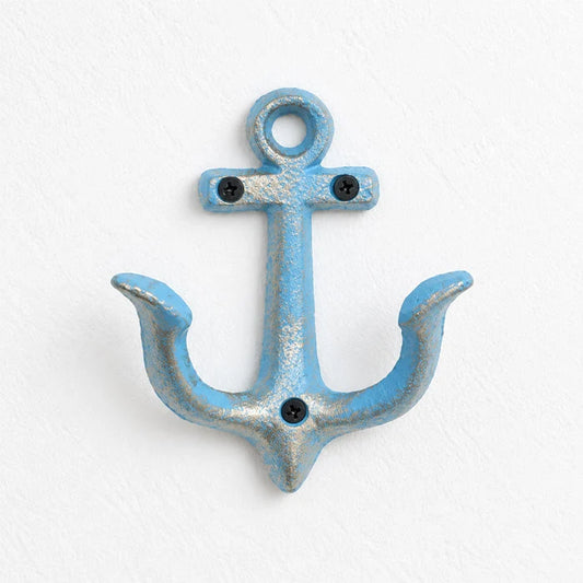 Wall Hooks Cast Iron Nautical Anchor Design with Mounting Hardware