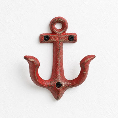 Wall Hooks Cast Iron Nautical Anchor Design with Mounting Hardware