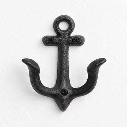 Wall Hooks Cast Iron Nautical Anchor Design with Mounting Hardware