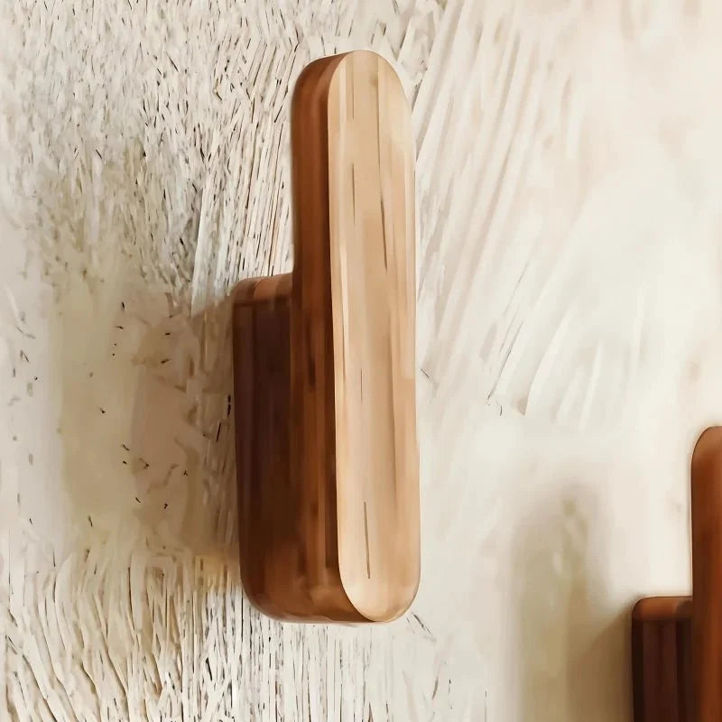 Wall Hooks Wooden Set of 4 Space-Saving