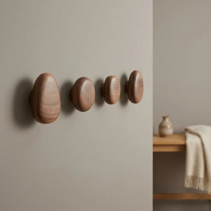 Wall Hooks Wooden Space-Saving Set of 4