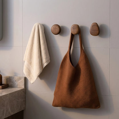 Wall Hooks Wooden Space-Saving Set of 4