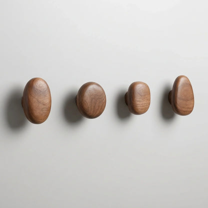 Wall Hooks Wooden Space-Saving Set of 4
