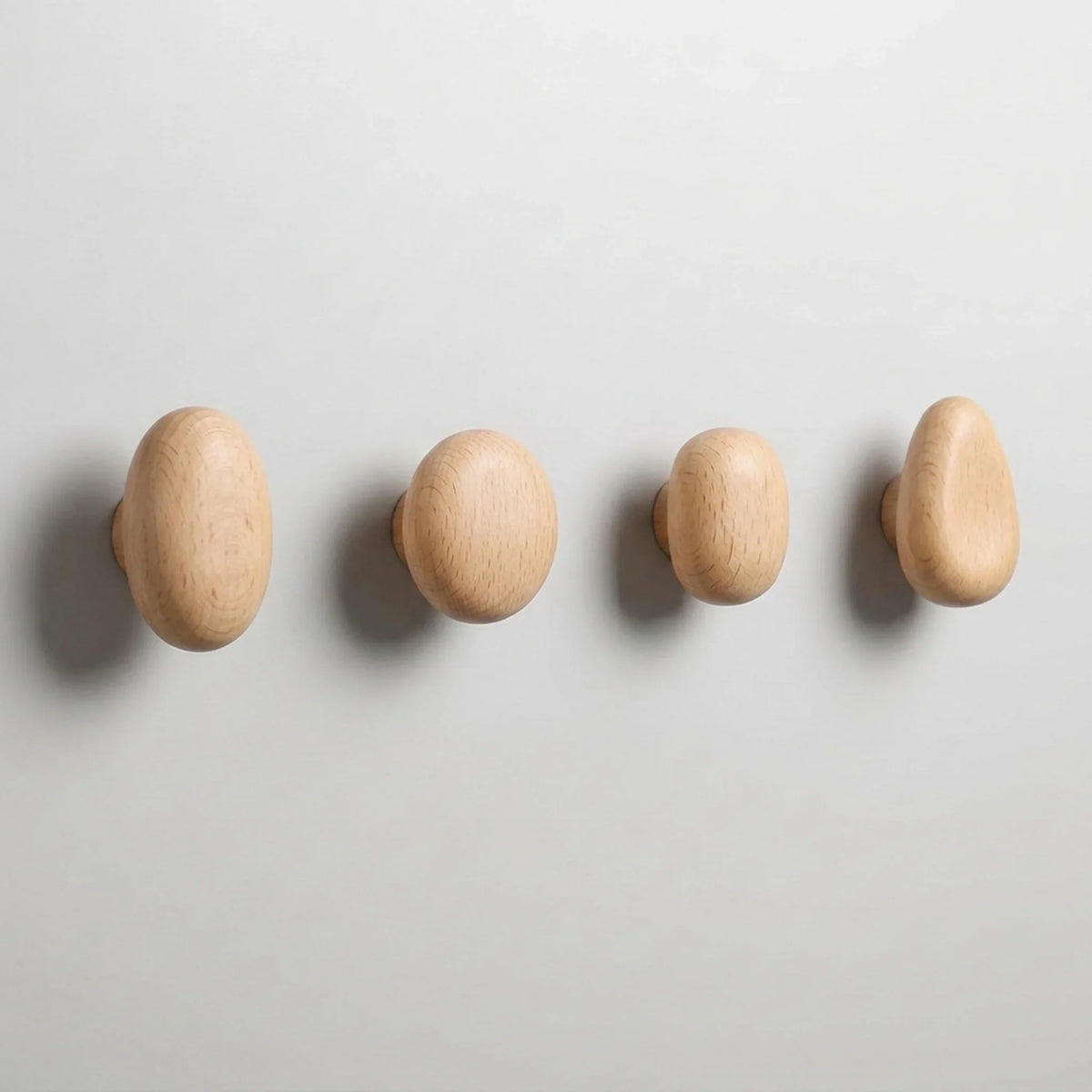 Wall Hooks Wooden Space-Saving Set of 4