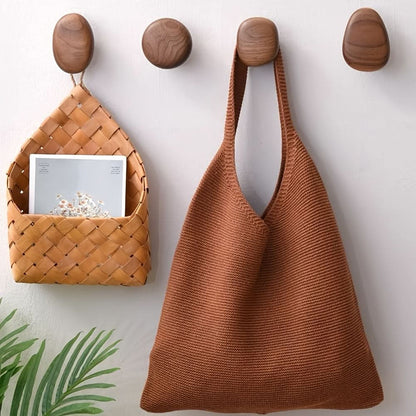 Wall Hooks Wooden Space-Saving Set of 4