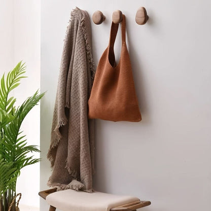 Wall Hooks Wooden Space-Saving Set of 4
