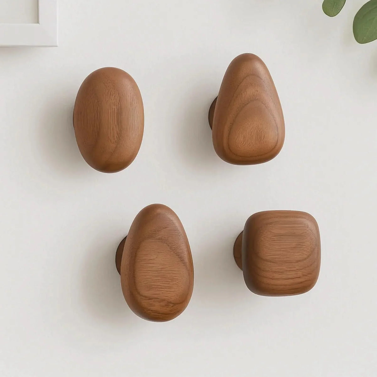 Wall Hooks Wooden Space-Saving Set of 4