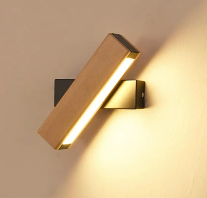Wall Lamp 360° Swivel Integrated LED Wood & Aluminum