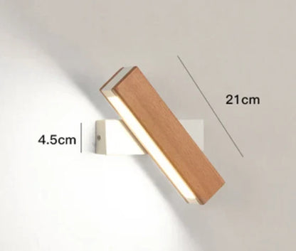 Wall Lamp 360° Swivel Integrated LED Wood & Aluminum