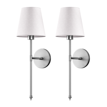 Wall Lamp Battery Powered Remote Dimmable Fabric Shade