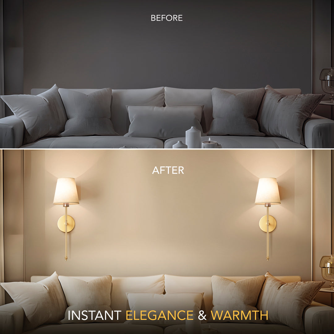 Wall Lamp Battery Powered Remote Dimmable Fabric Shade