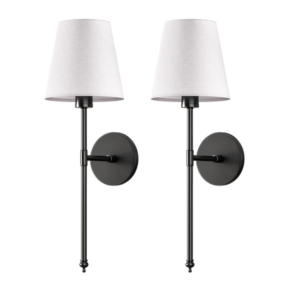 Wall Lamp Battery Powered Remote Dimmable Fabric Shade