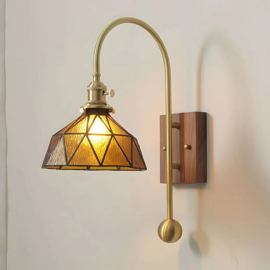 Wall Lamp Diffused Glass Vintage Brass