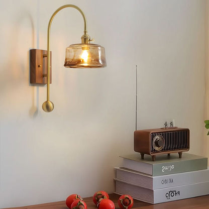 Wall Lamp Diffused Glass Vintage Brass