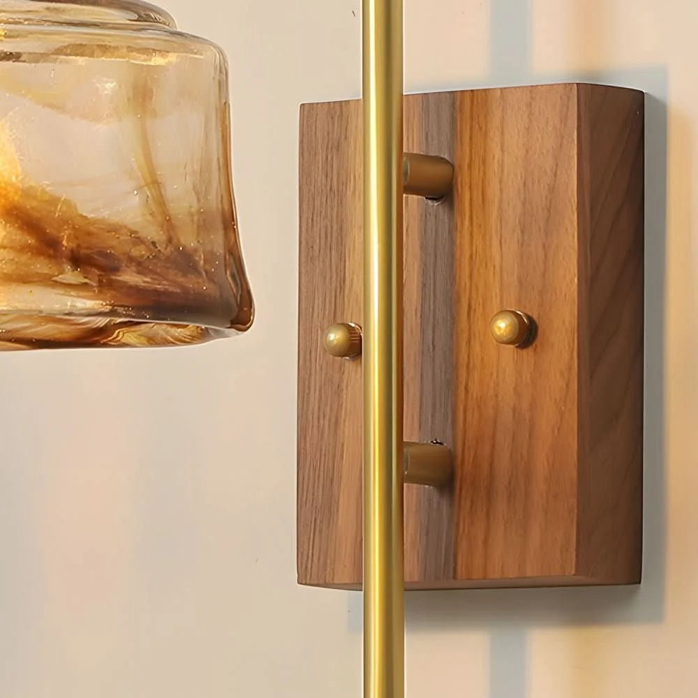 Wall Lamp Diffused Glass Vintage Brass