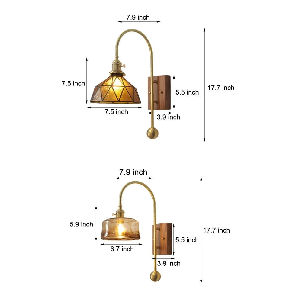 Wall Lamp Diffused Glass Vintage Brass