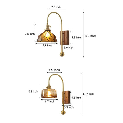 Wall Lamp Diffused Glass Vintage Brass