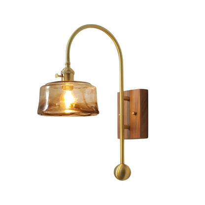 Wall Lamp Diffused Glass Vintage Brass