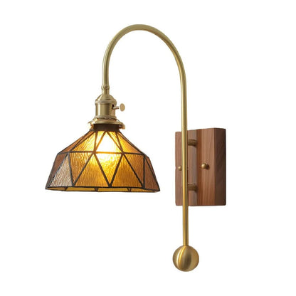 Wall Lamp Diffused Glass Vintage Brass
