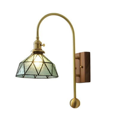 Wall Lamp Diffused Glass Vintage Brass