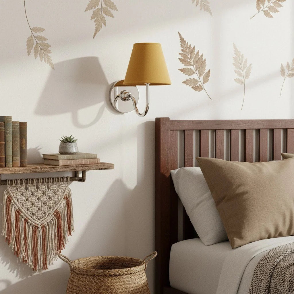 Wall Lamp Fabric Shade Soft Diffused Light Dimmable
