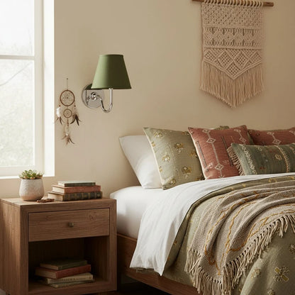 Wall Lamp Fabric Shade Soft Diffused Light Dimmable